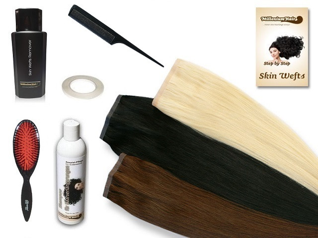 Komplett-Set - 2 Skin Wefts - glatt - 60 cm - Haarverlängerung