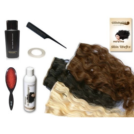 Komplett-Set - 2 Skin Wefts - gewellt - 60 cm - Haarverlängerung